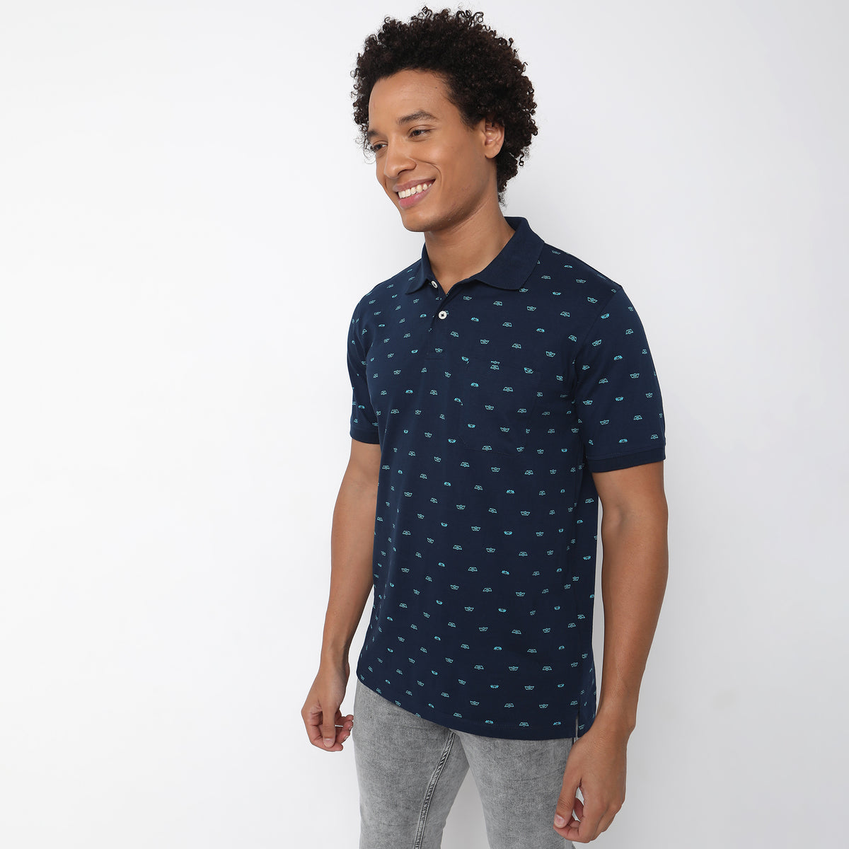 Regular Fit Printed Polo T-Shirt