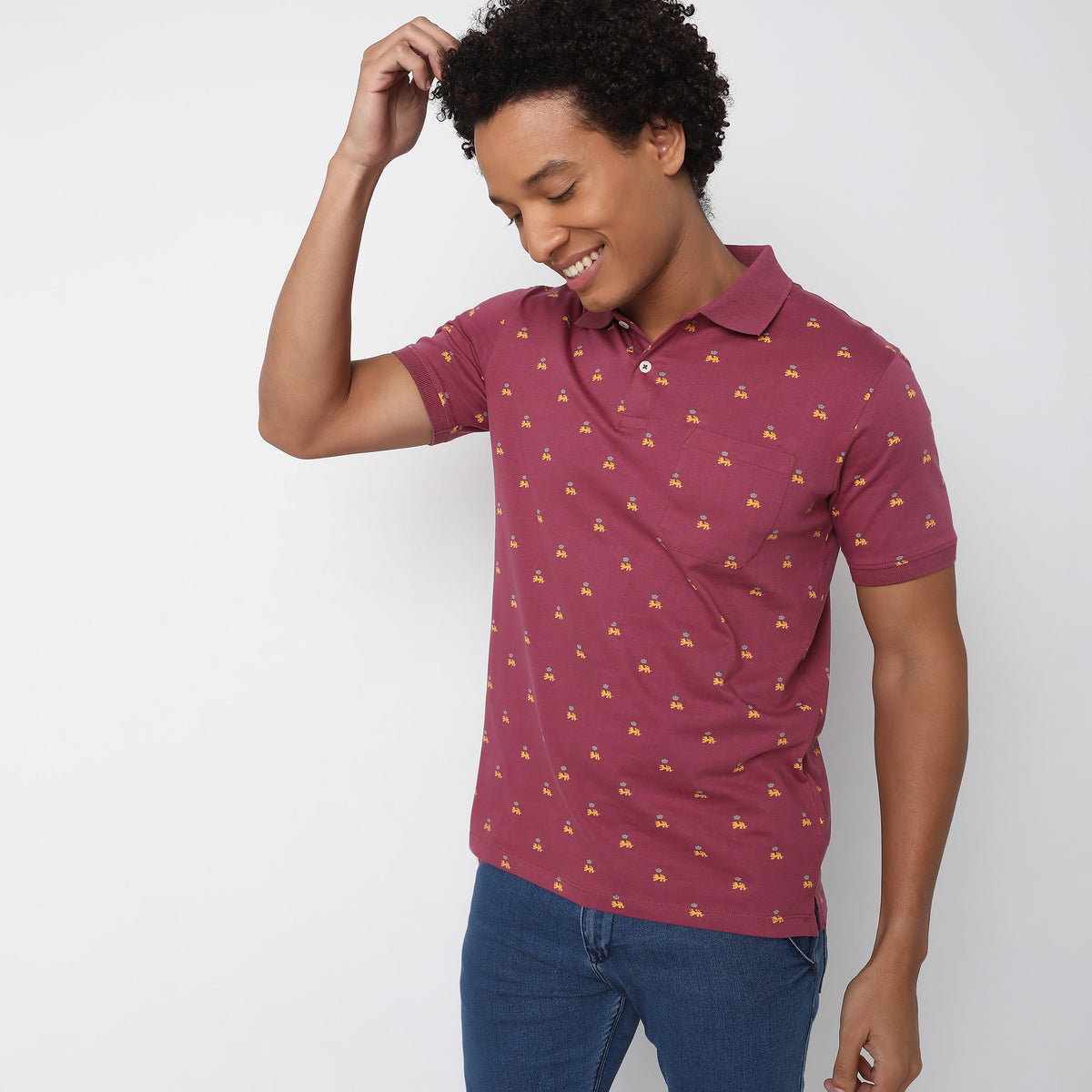 Regular Fit Printed Polo T-Shirt