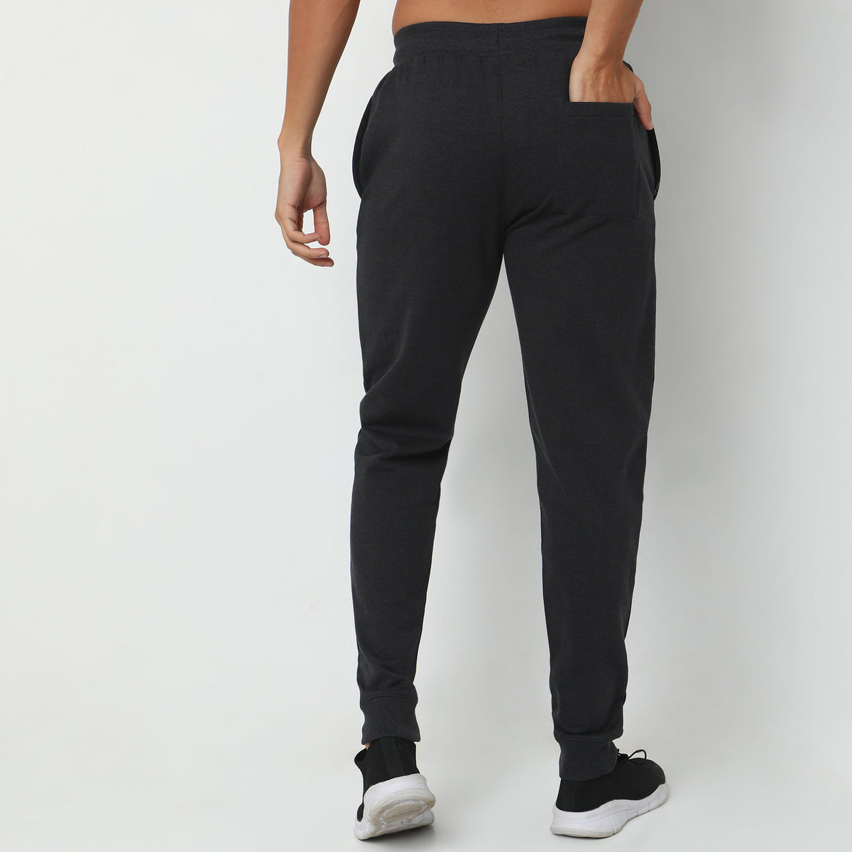 Regular Fit Solid Mid Rise Joggers