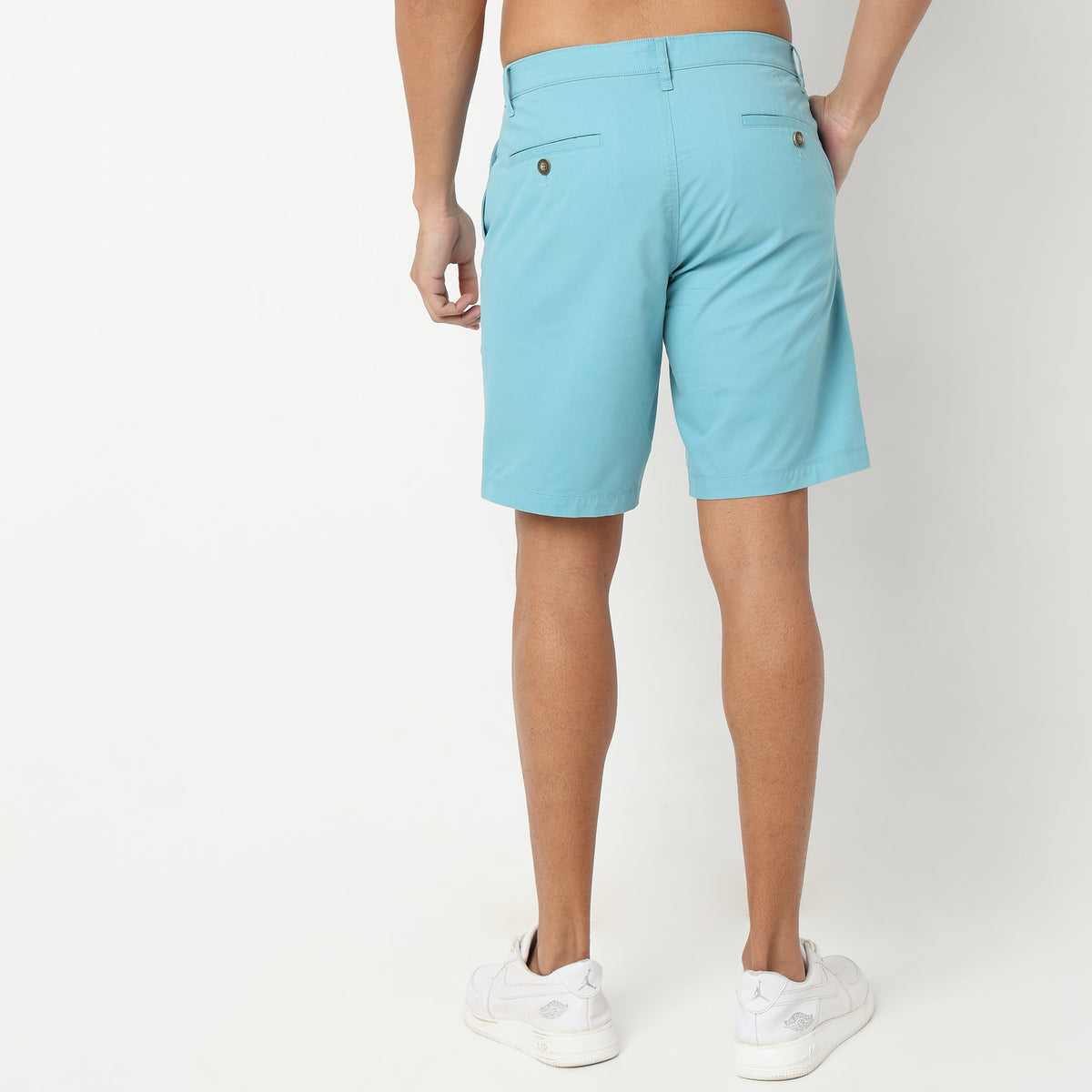 Regular Fit Solid Mid Rise Shorts