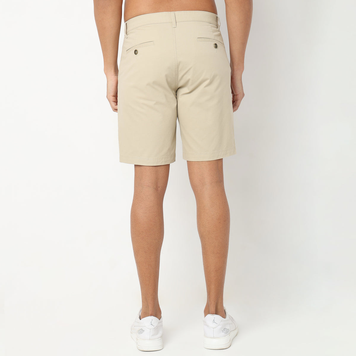 Regular Fit Solid Mid Rise Shorts