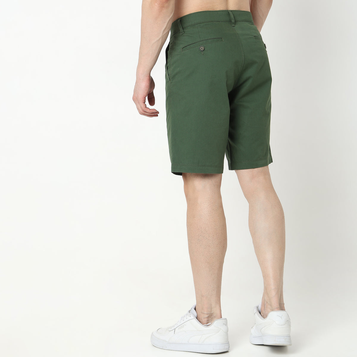 Regular Fit Solid Mid Rise Shorts