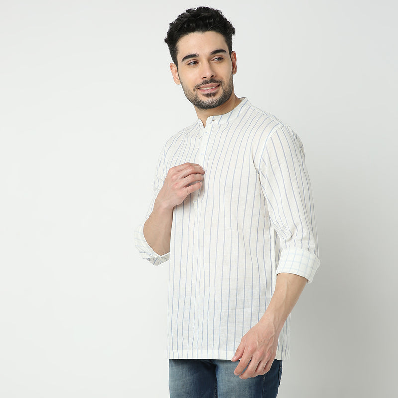 Regular Fit Striped Short Kurta