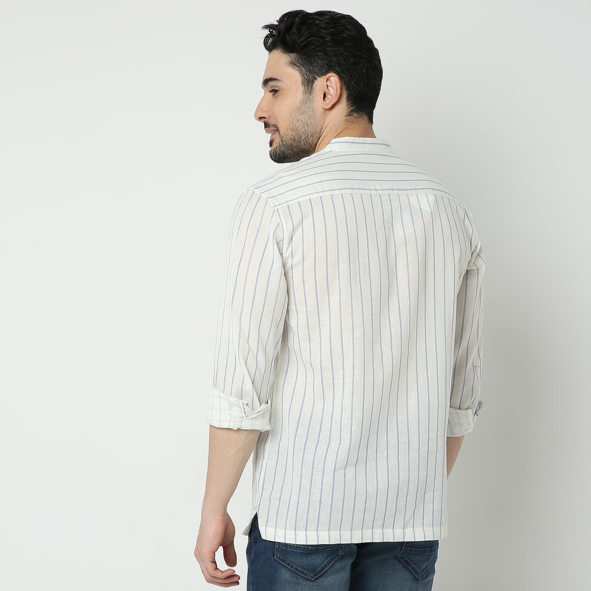 Regular Fit Striped Short Kurta