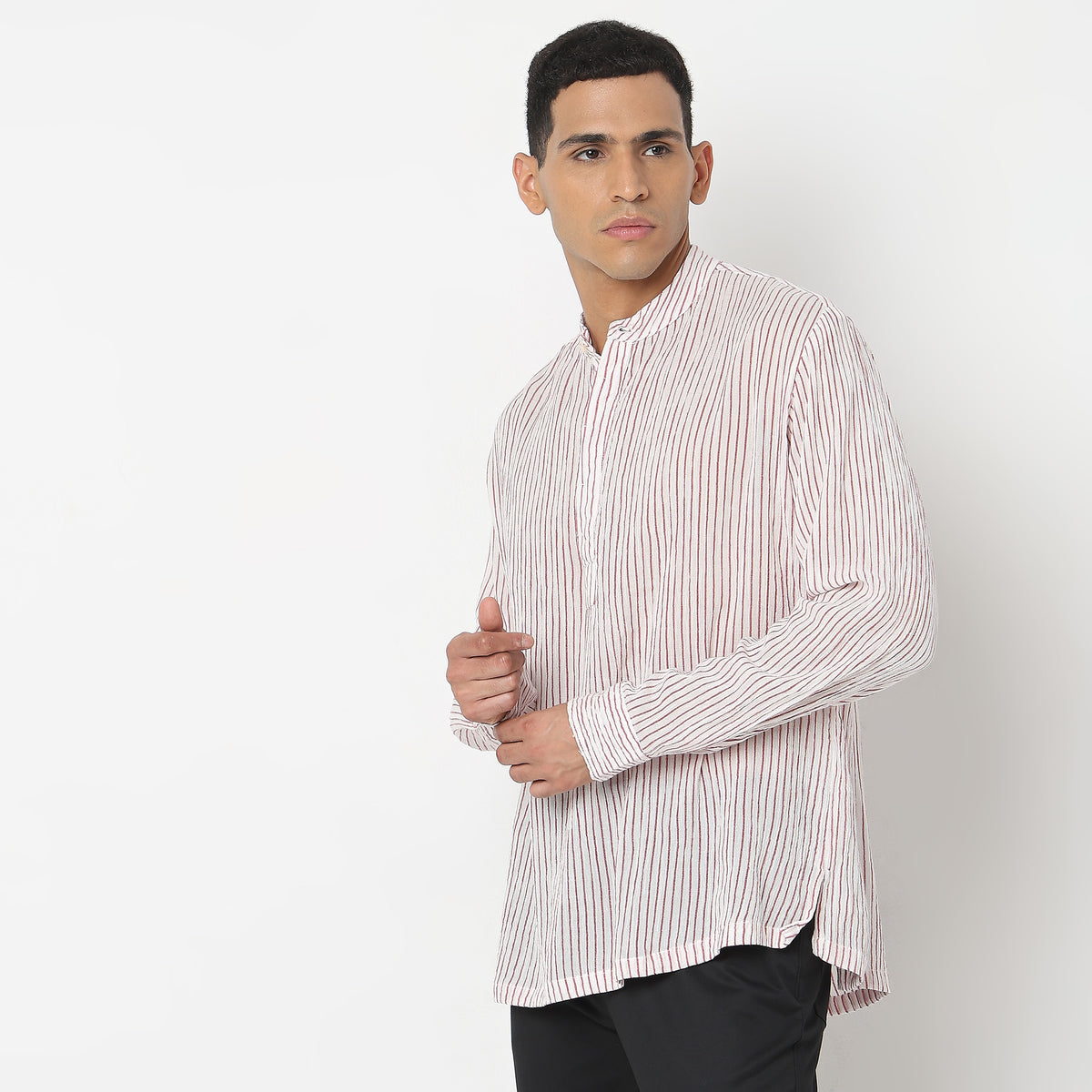 Regular Fit Striped Short Kurta