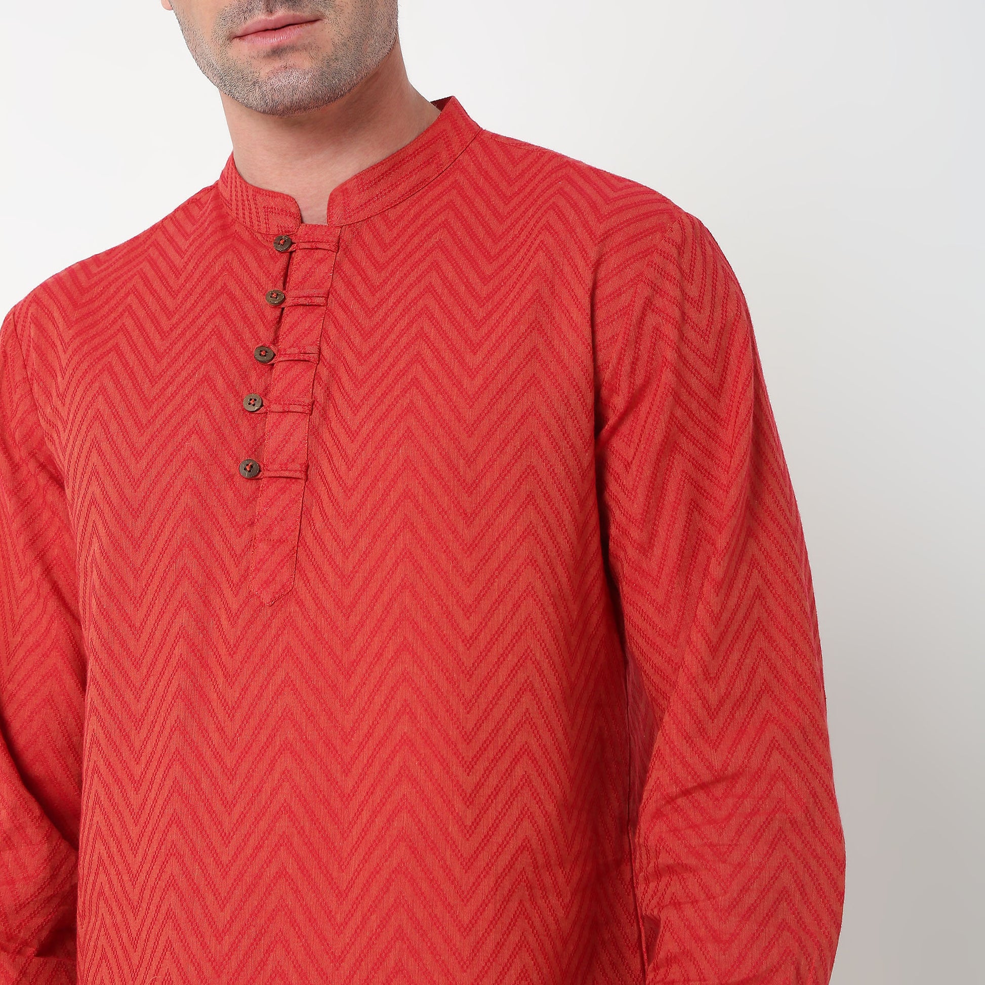 Regular Fit Jacquard Short Kurta