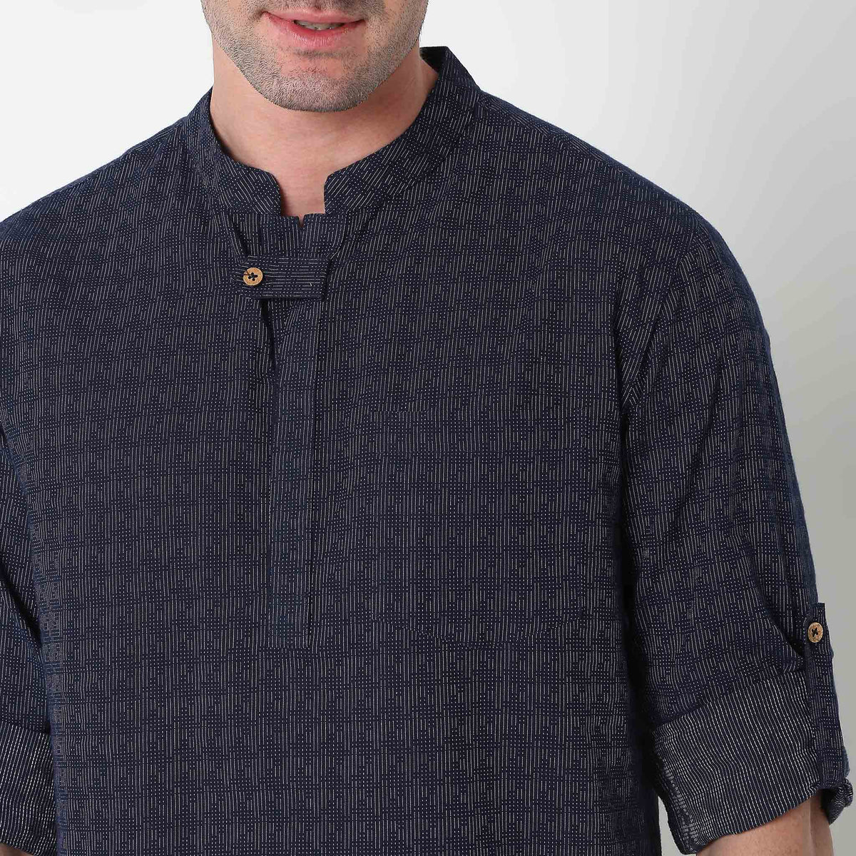 Regular Fit Jacquard Short Kurta