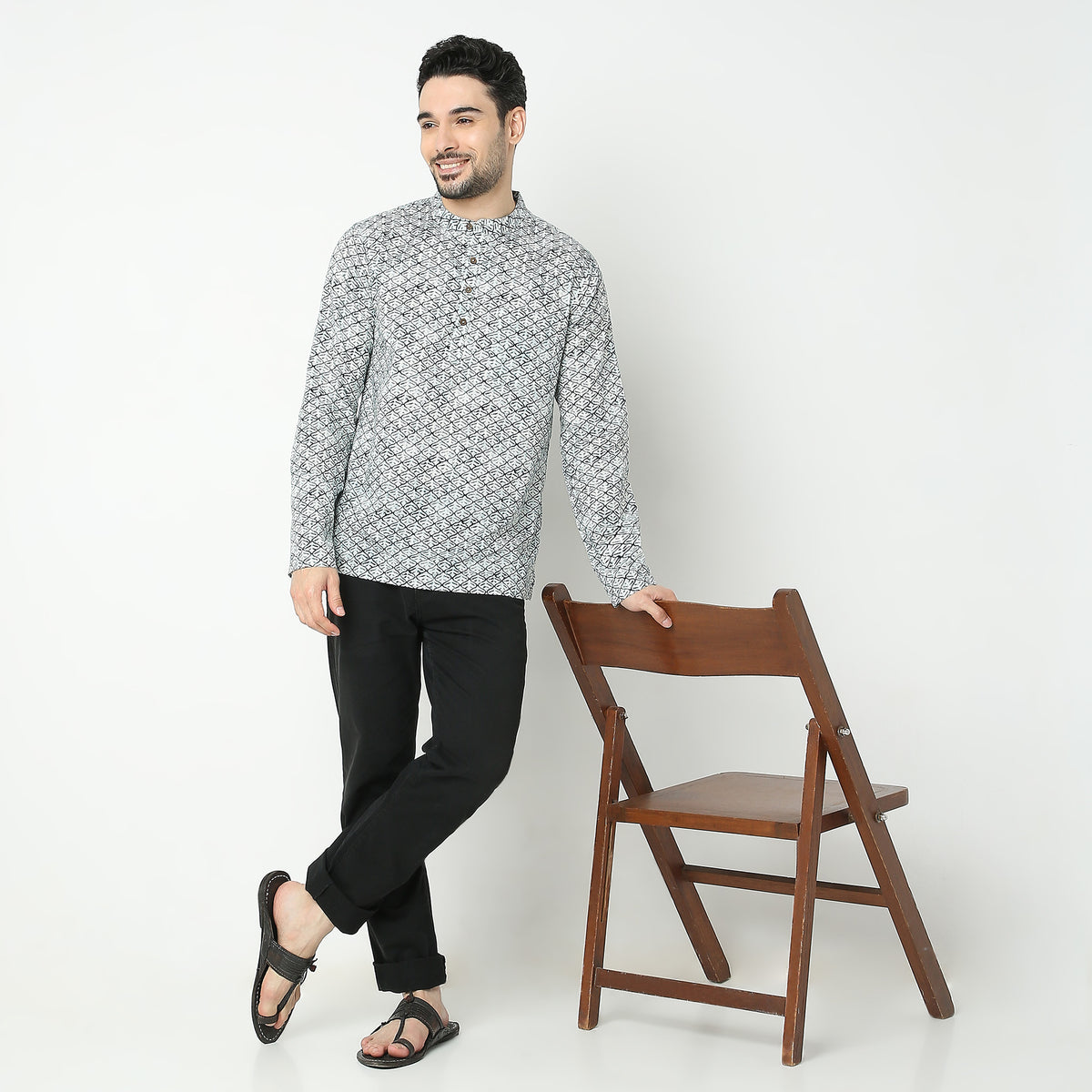 Regular Fit Printed Short Kurta