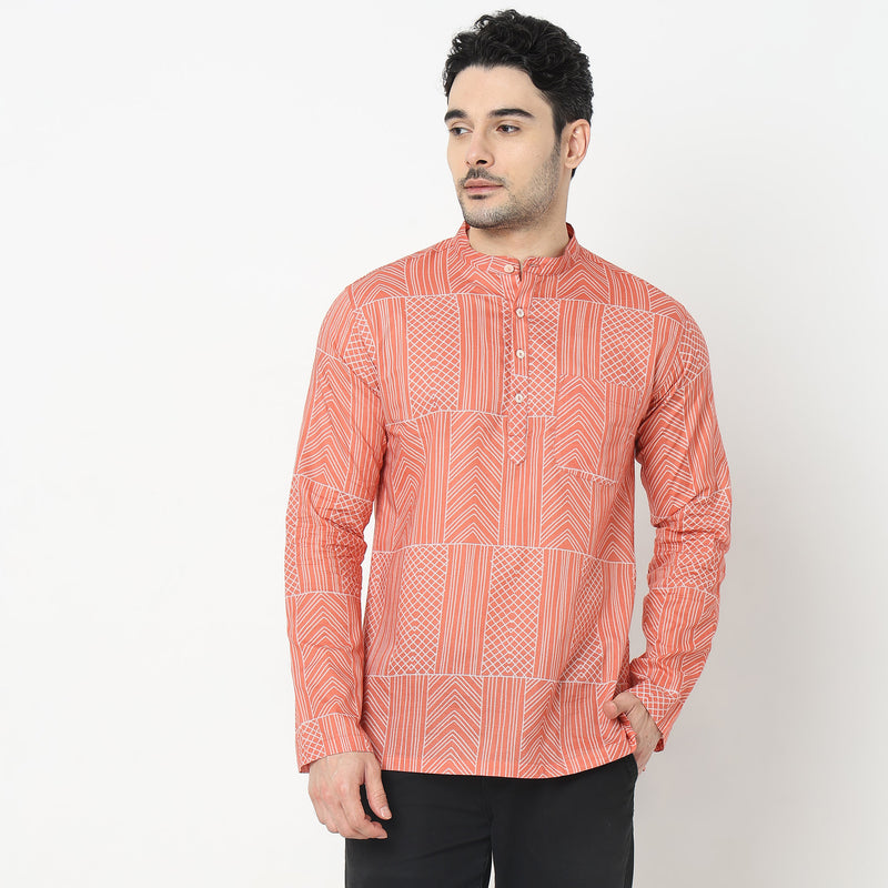 Regular Fit Printed Short Kurta