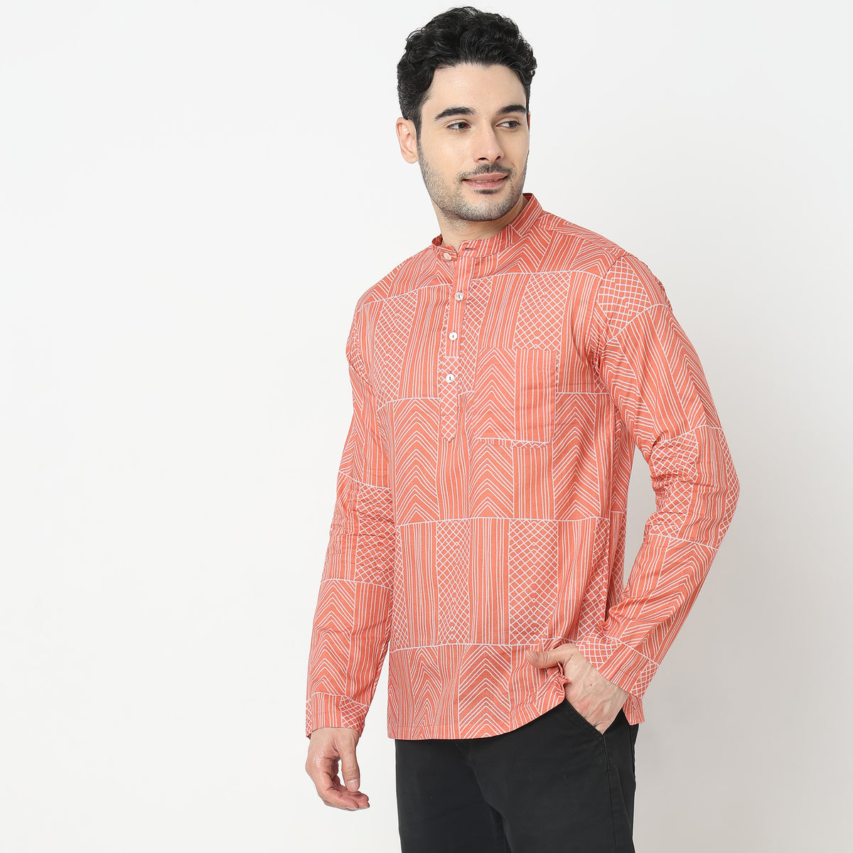 Regular Fit Printed Short Kurta