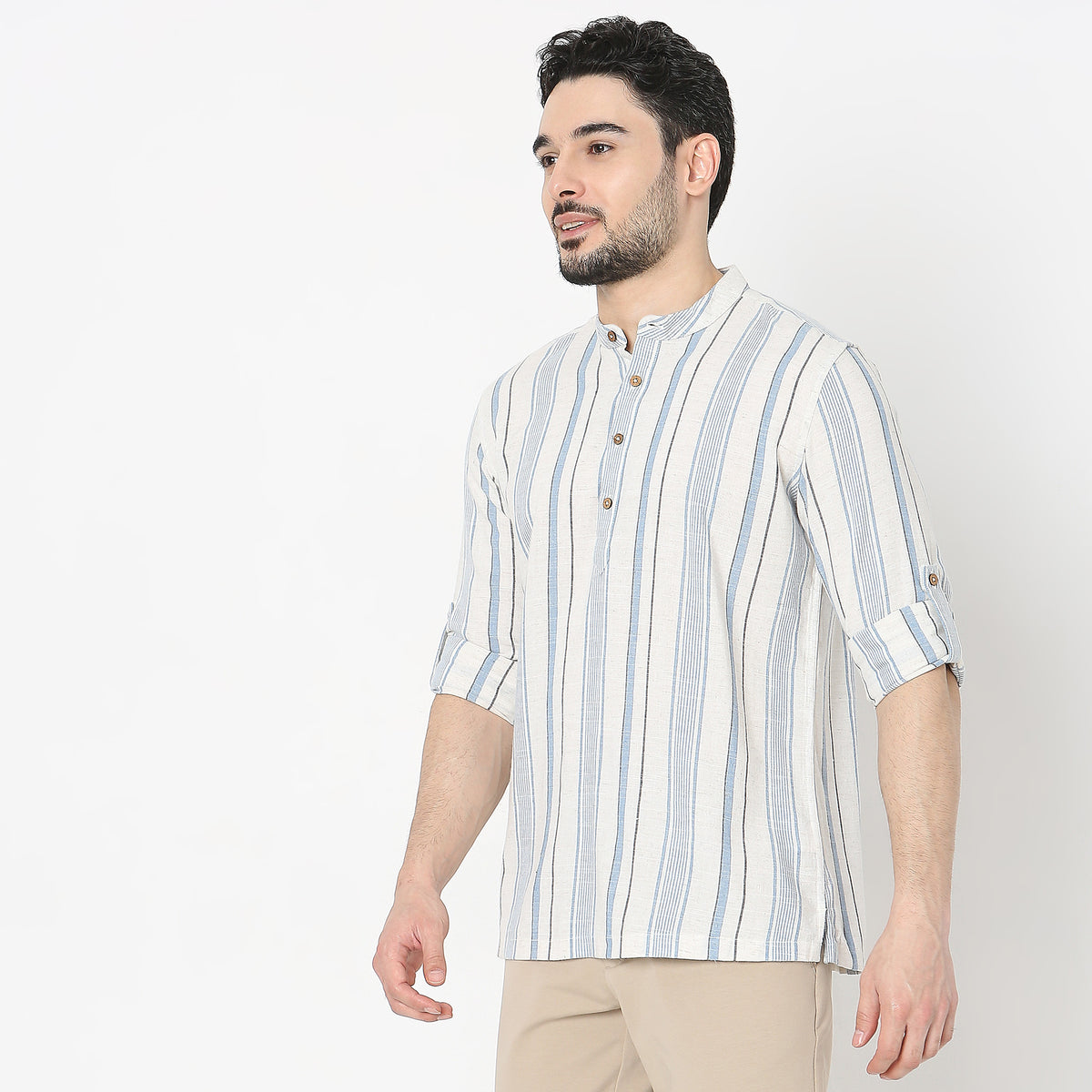 Regular Fit Striped Short Kurta