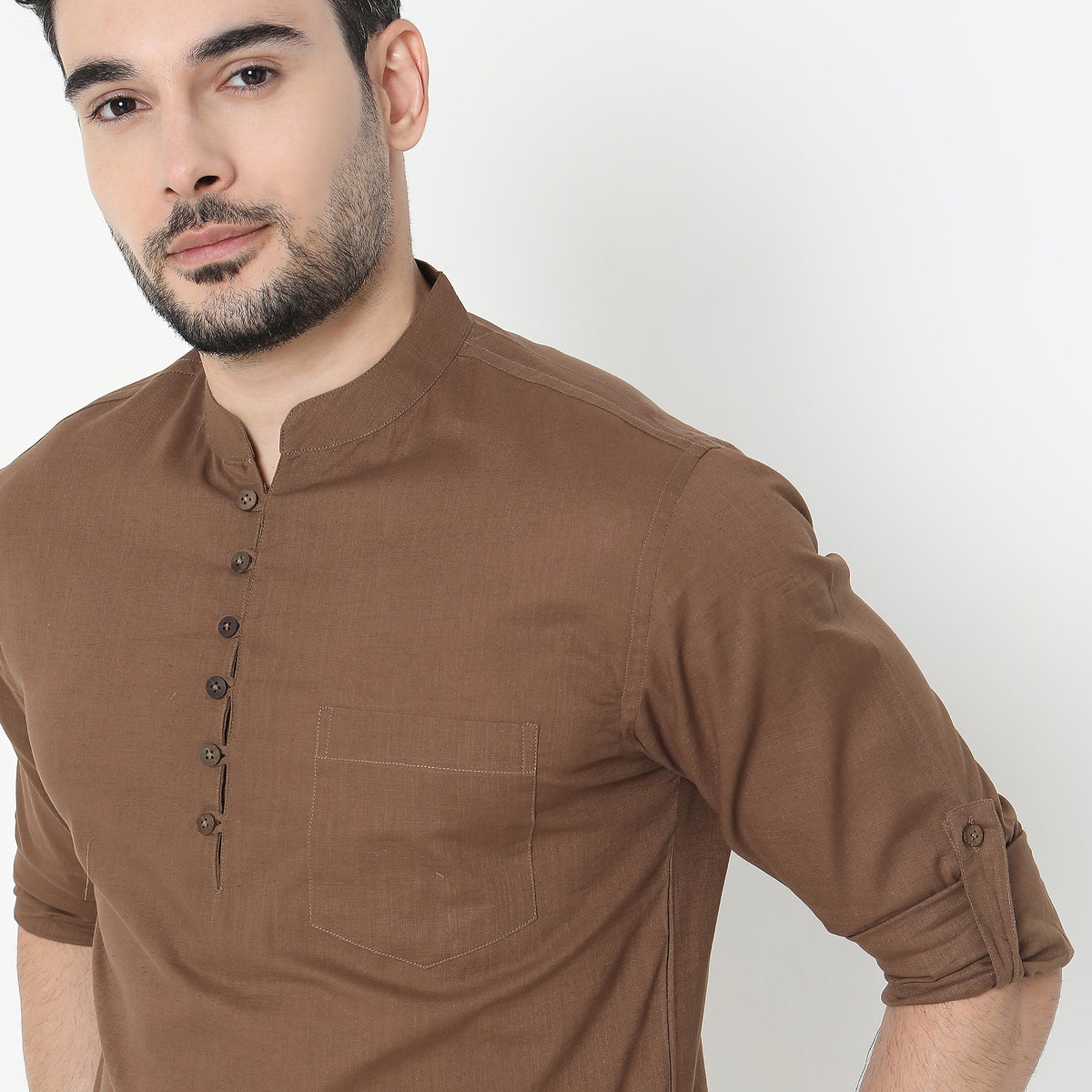 Regular Fit Solid Short Kurta