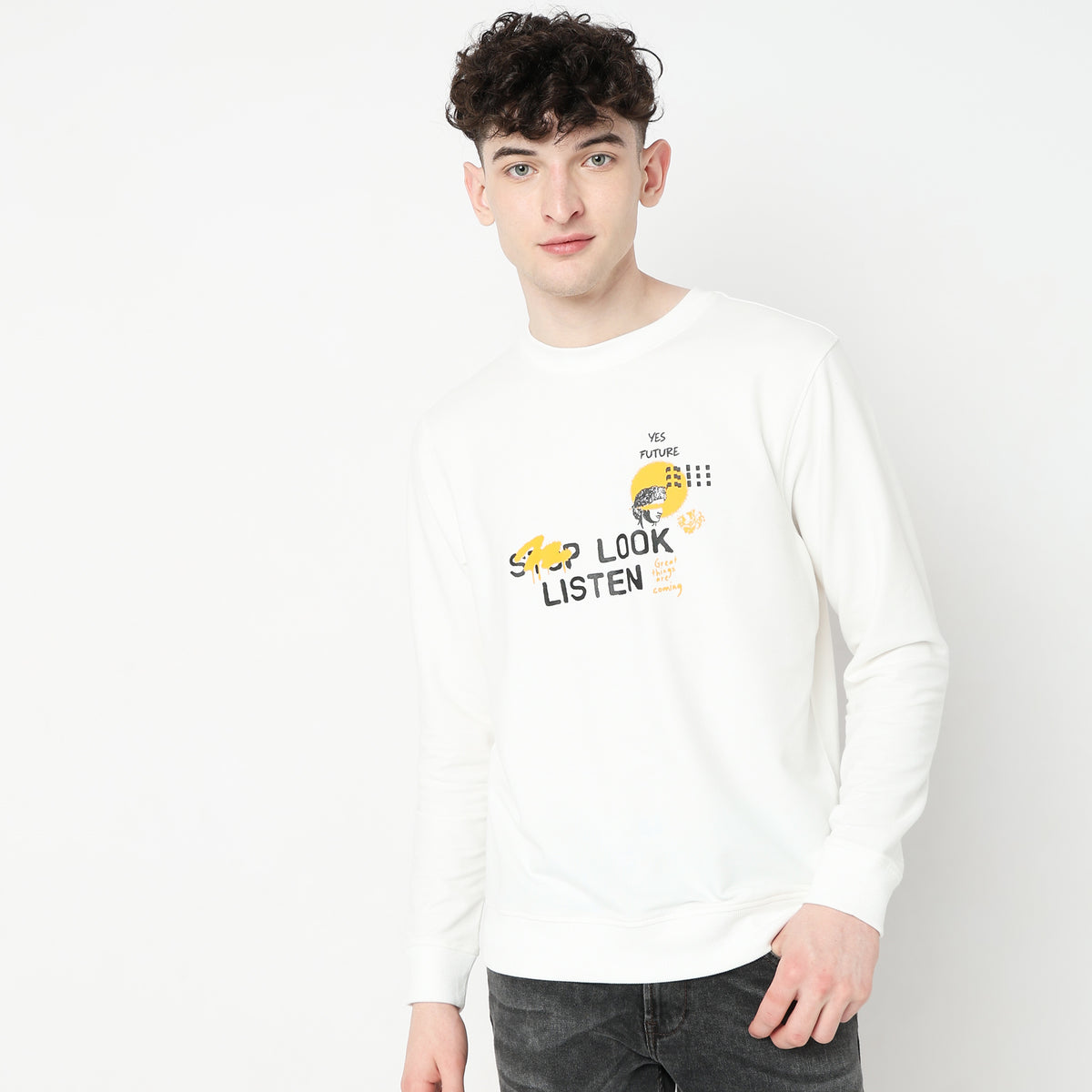 Regular Fit Solid Sweat Tees