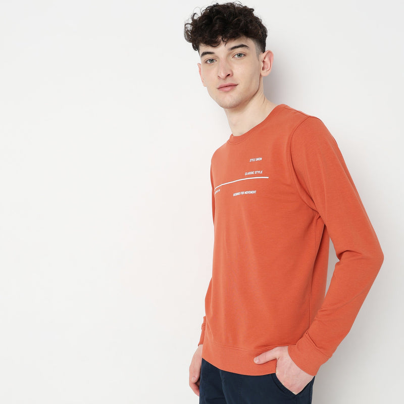 Men Wearing Regular Fit Solid Sweat Tees