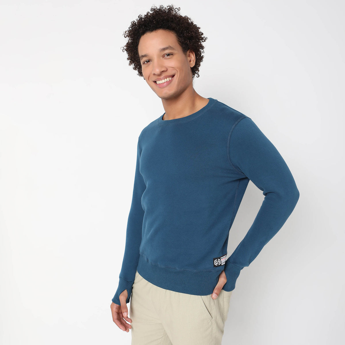 Regular Fit Solid Sweatshirt