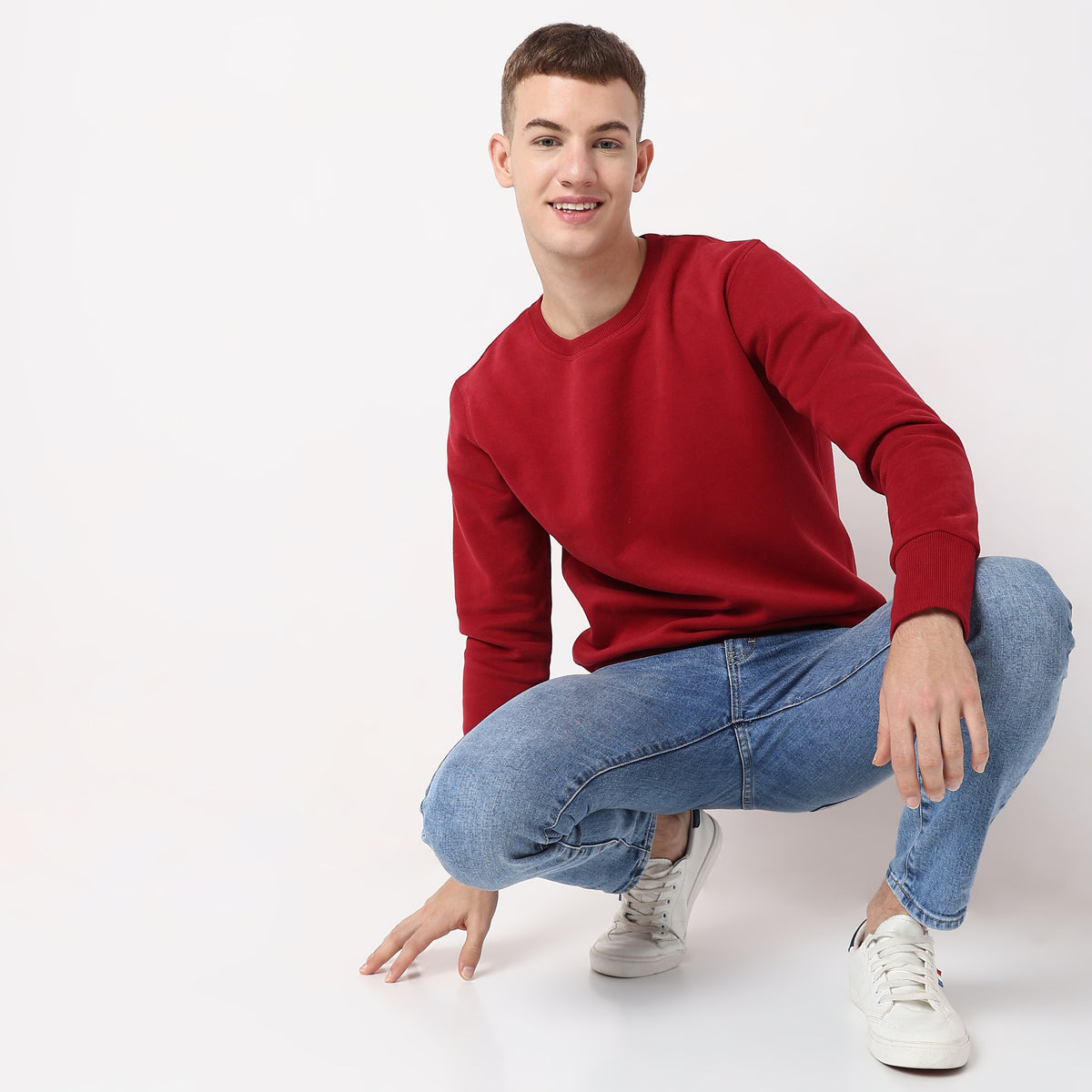 Regular Fit Solid Sweatshirt