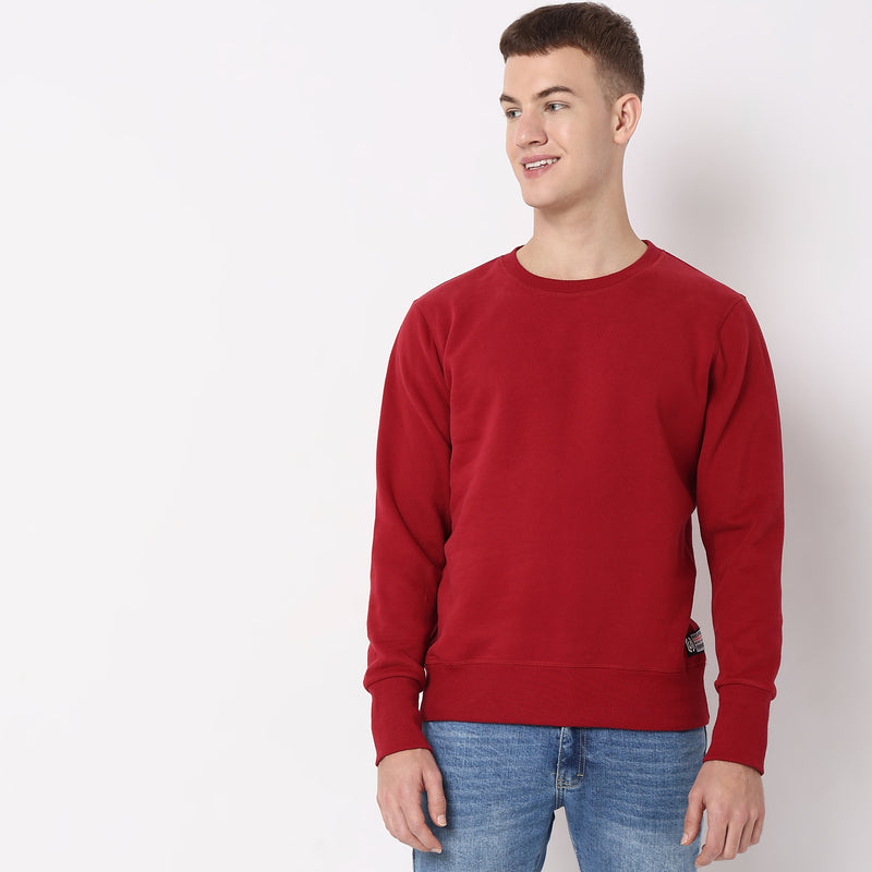 Regular Fit Solid Sweatshirt