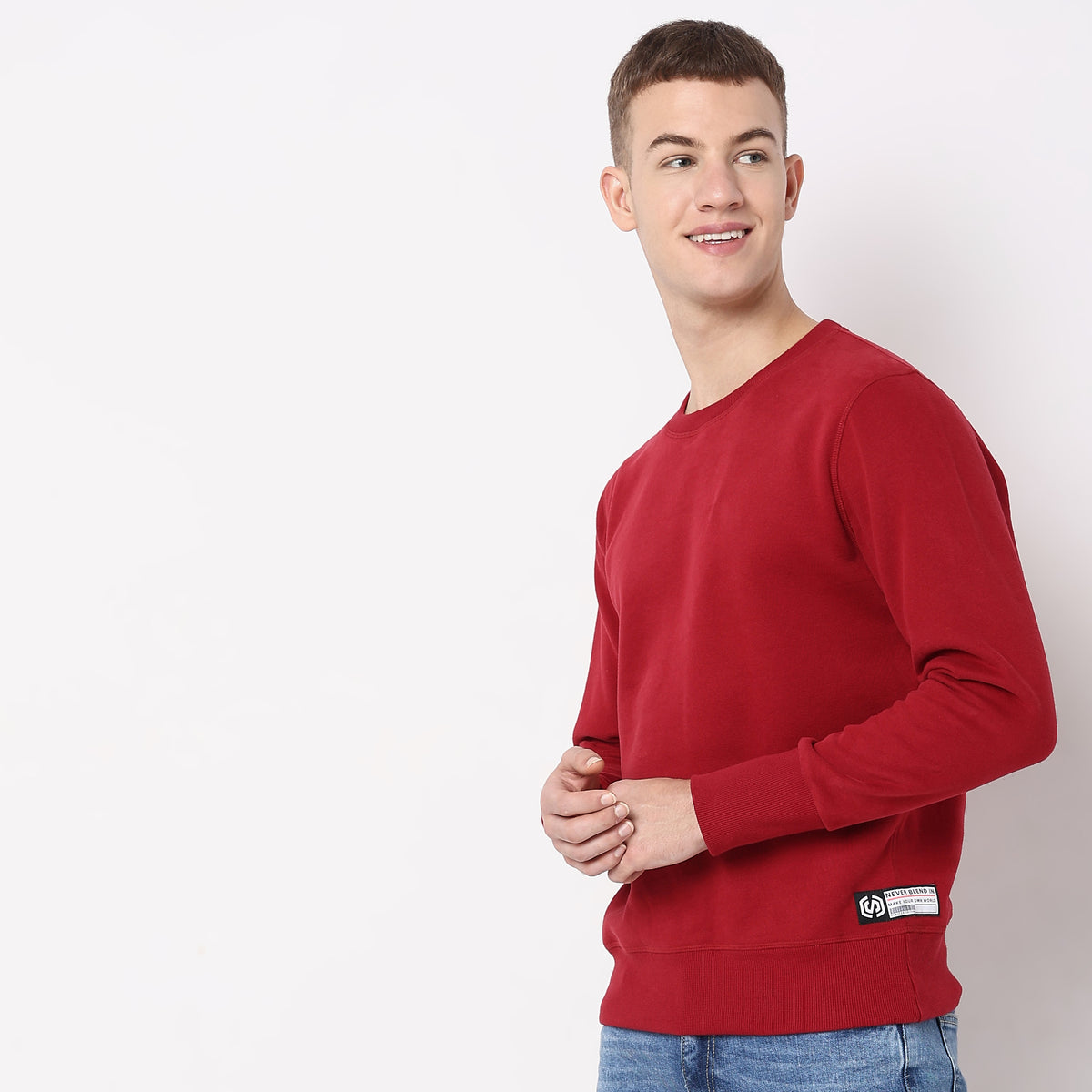 Regular Fit Solid Sweatshirt