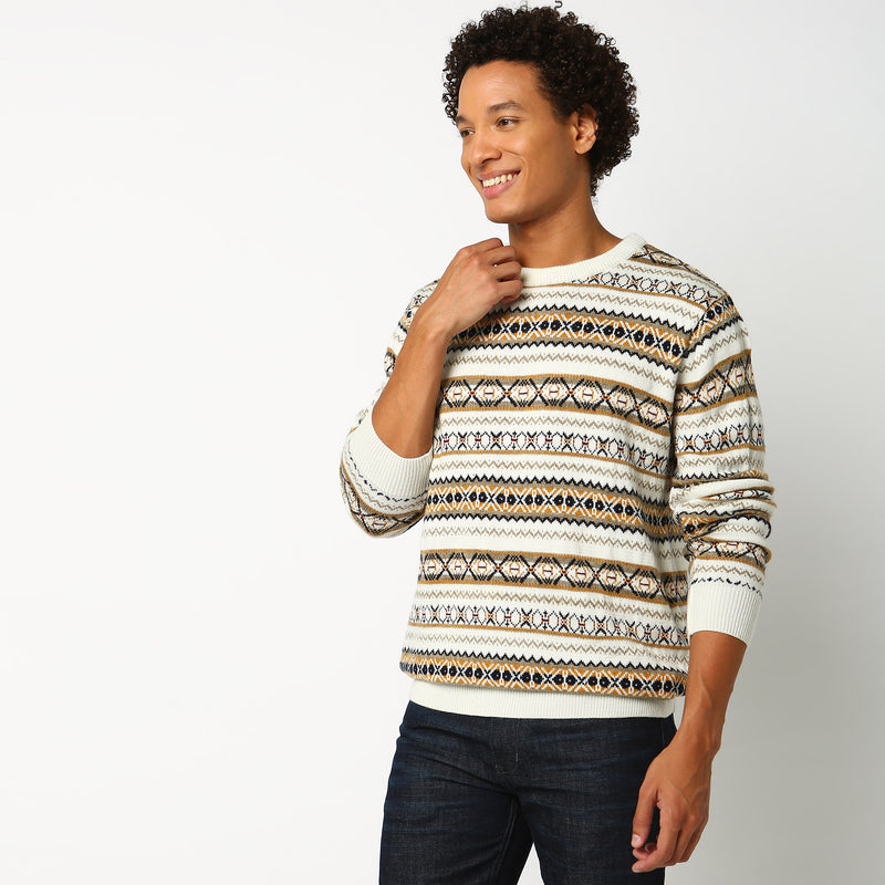 Regular Fit Abstract Sweater