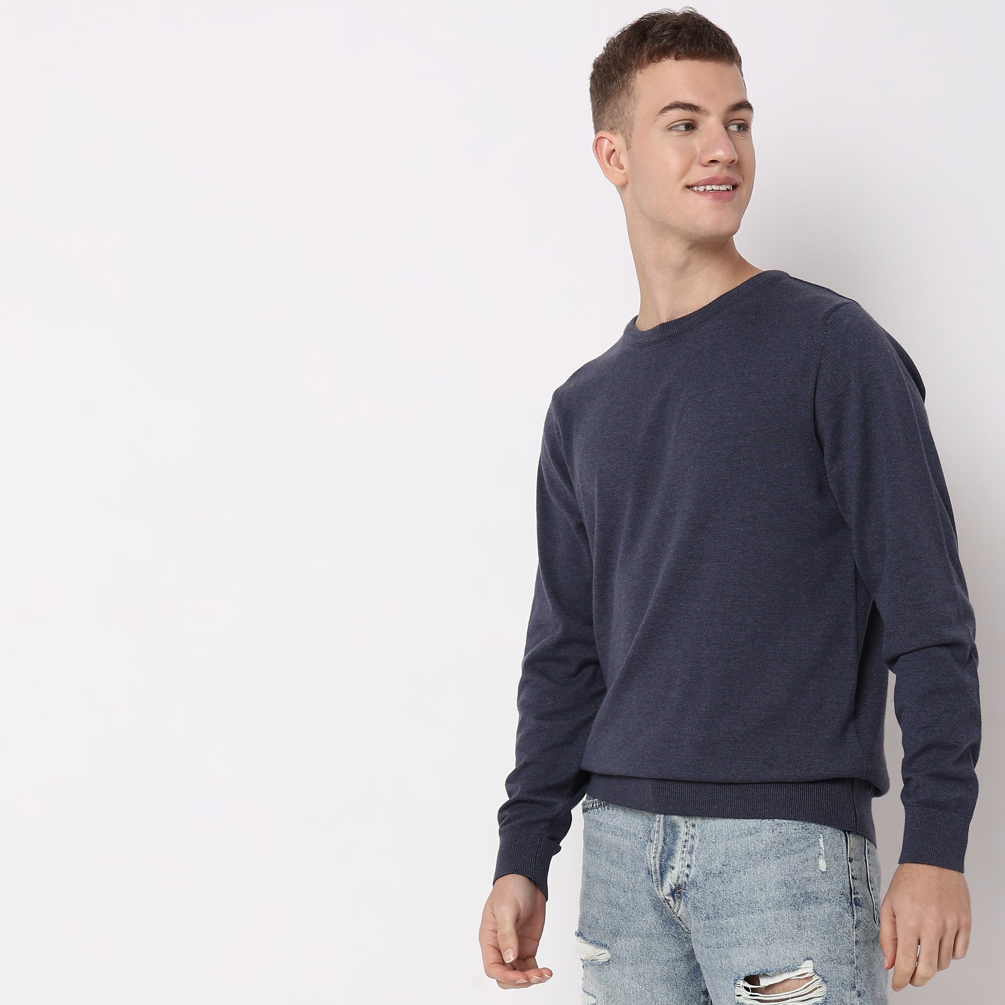 Regular Fit Solid Sweater