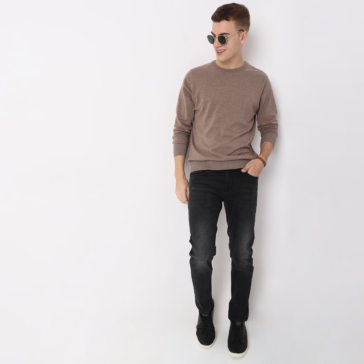 Regular Fit Solid Sweater