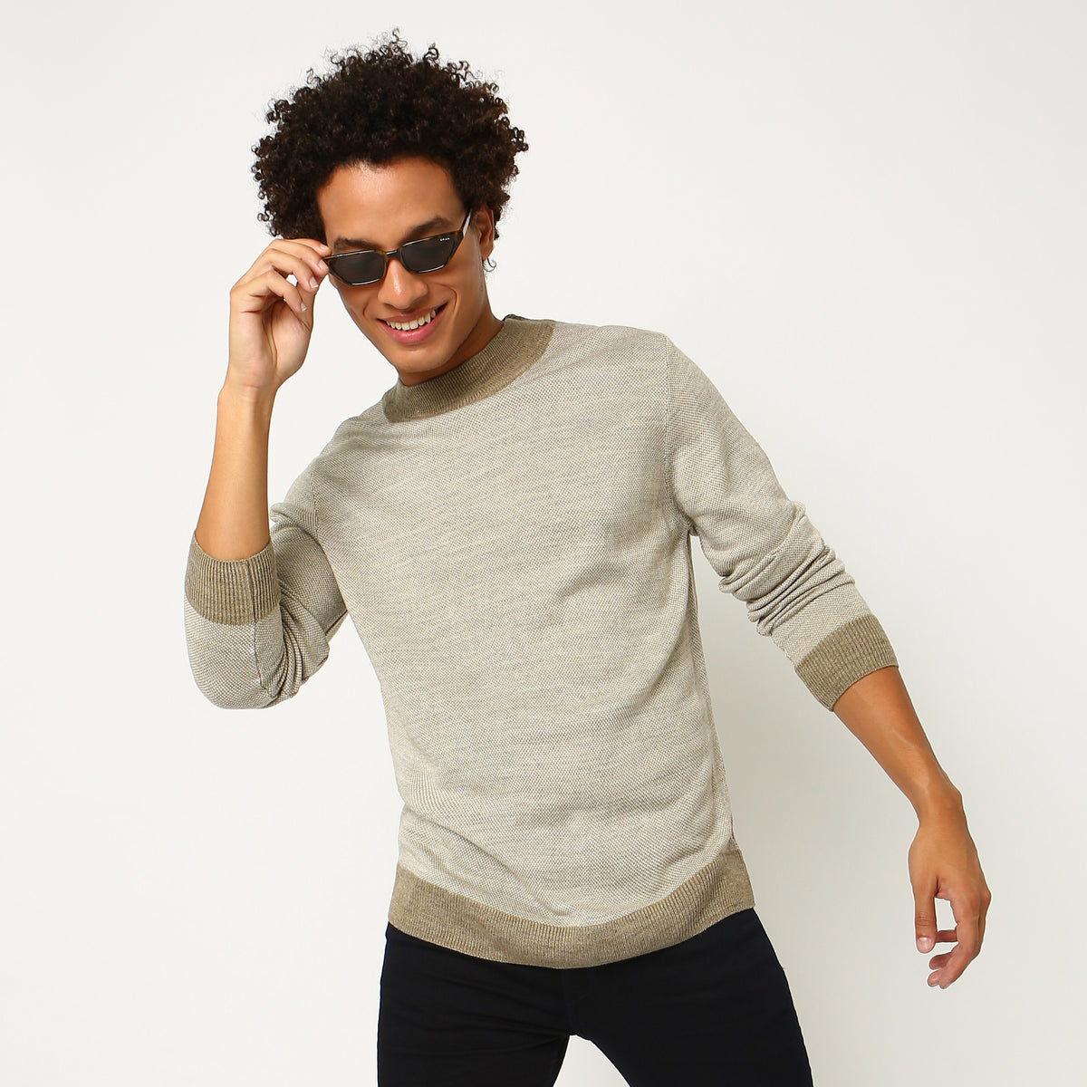 Men Wearing Regular Fit Solid Sweaters