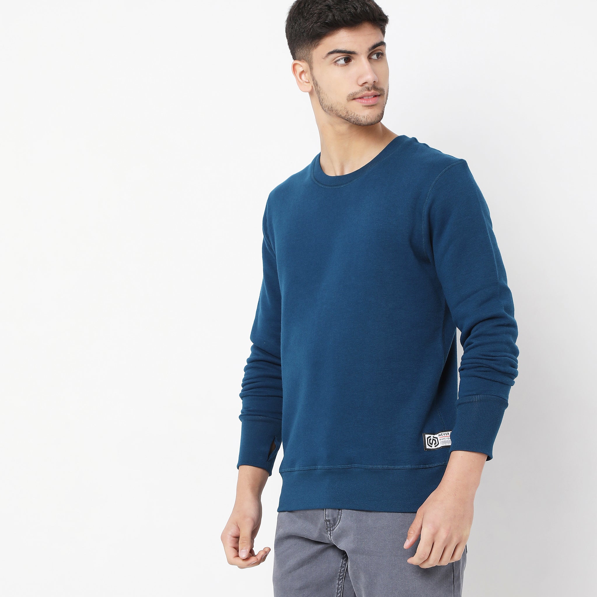Regular Fit Solid Sweatshirt