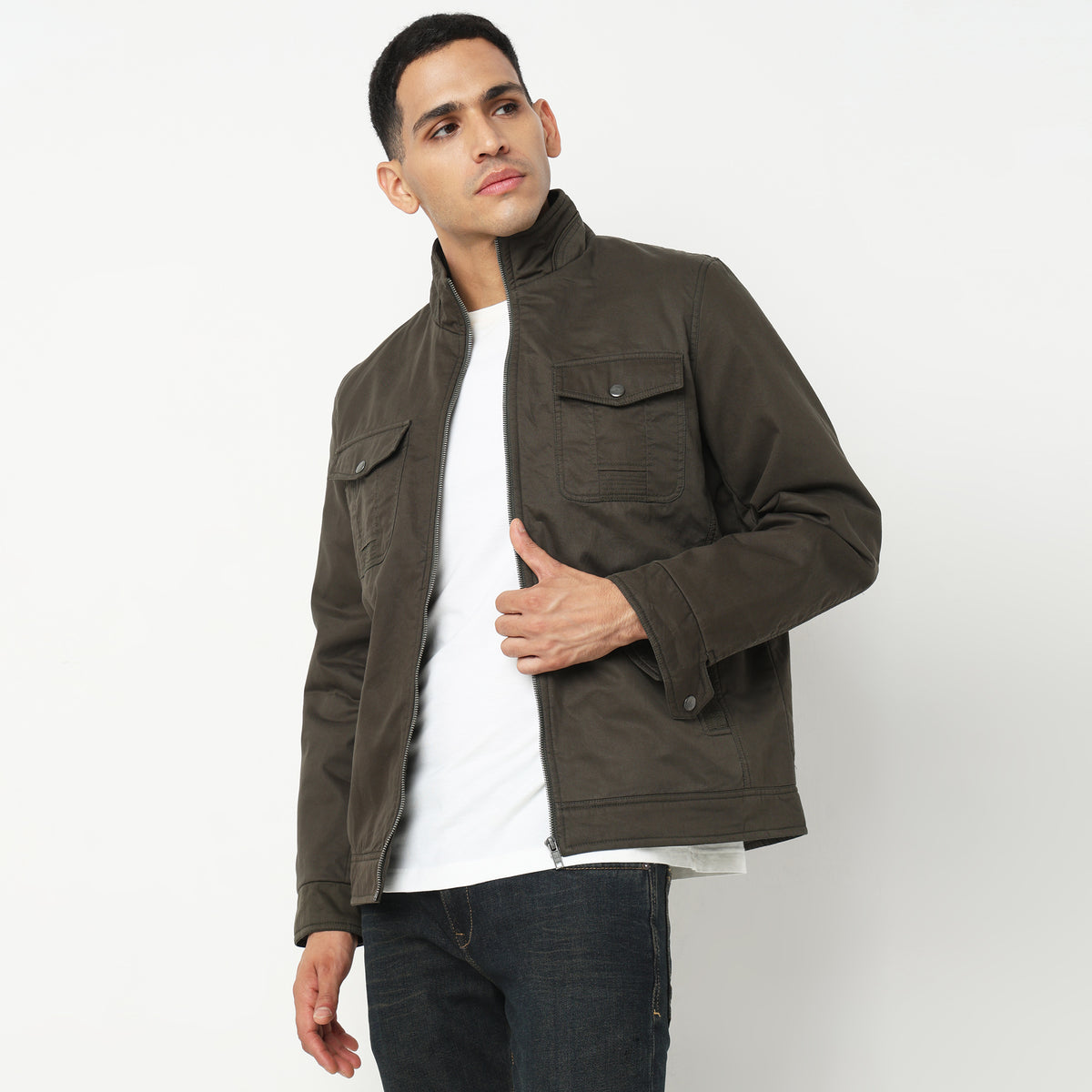 Regular Fit Solid Jacket