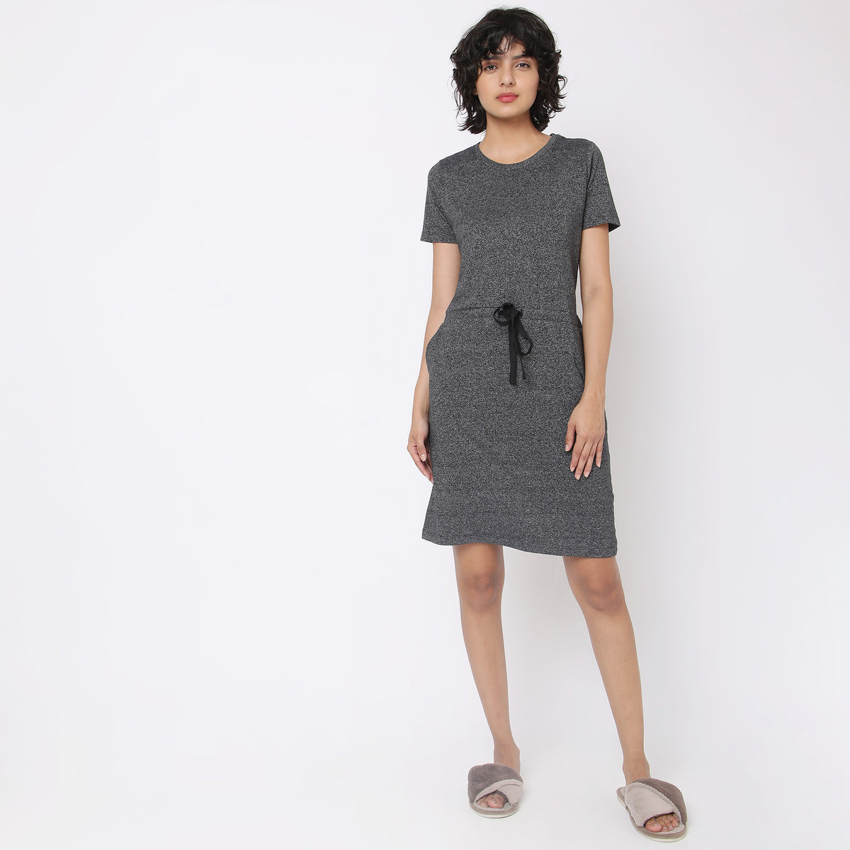 Regular Fit Solid Short Gown