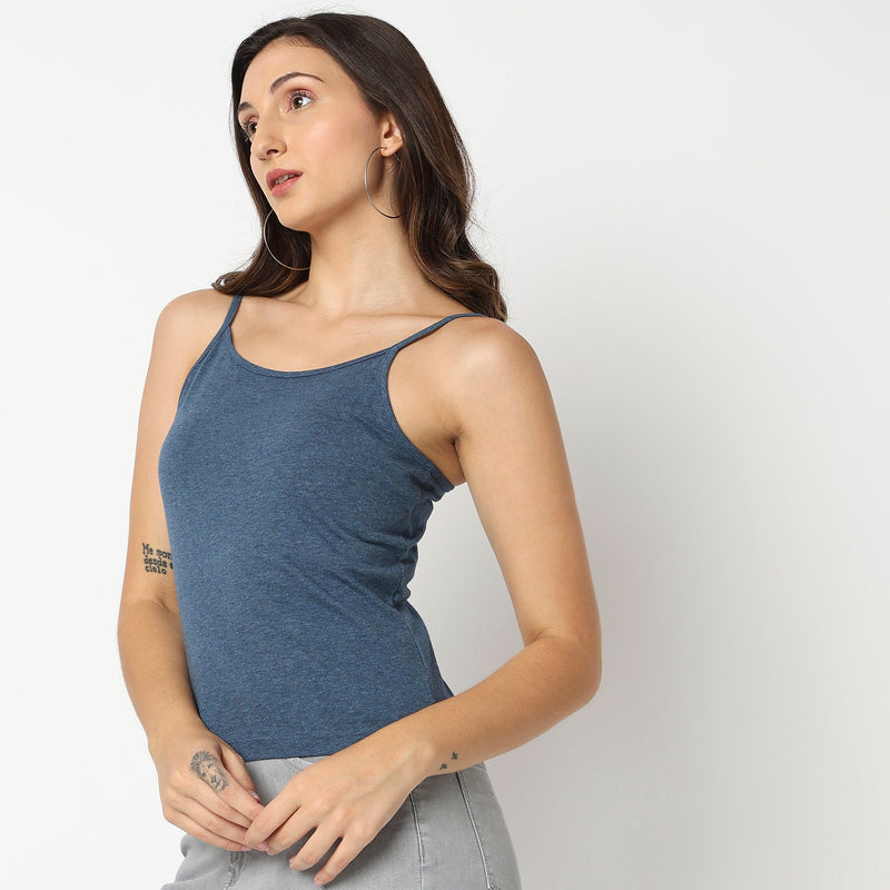 Women Wearing Regular Fit Solid Slip