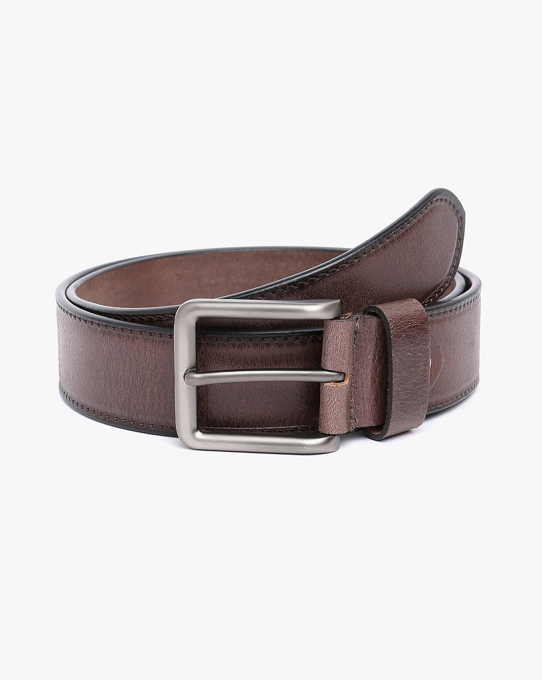 Men Wearing Genuine Leather Coffee Belts