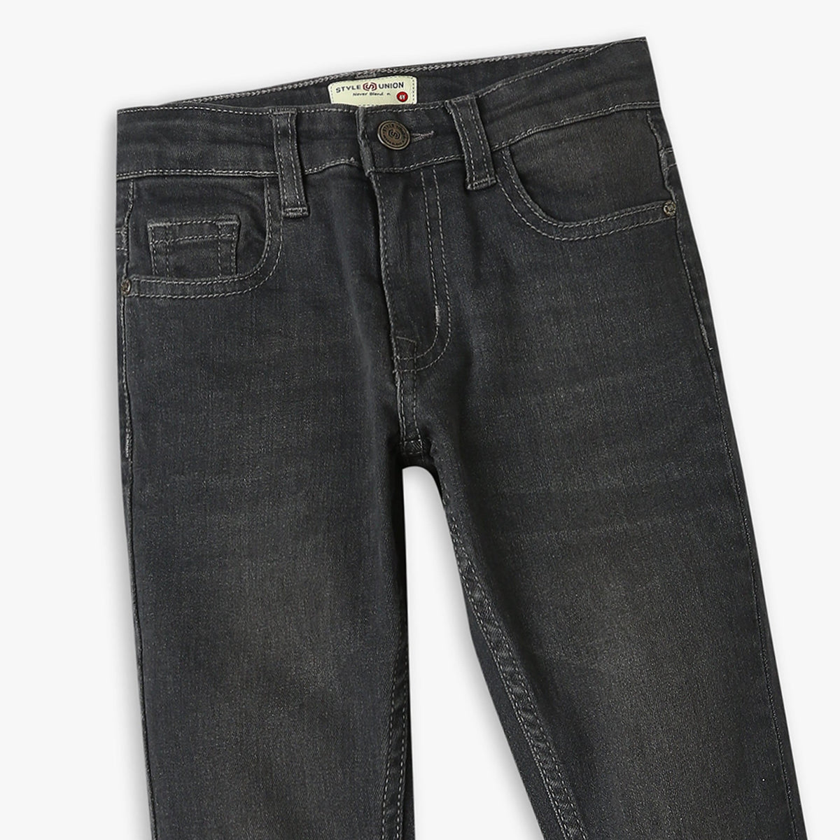 Boy's Regular Fit Solid Mid Rise Jeans