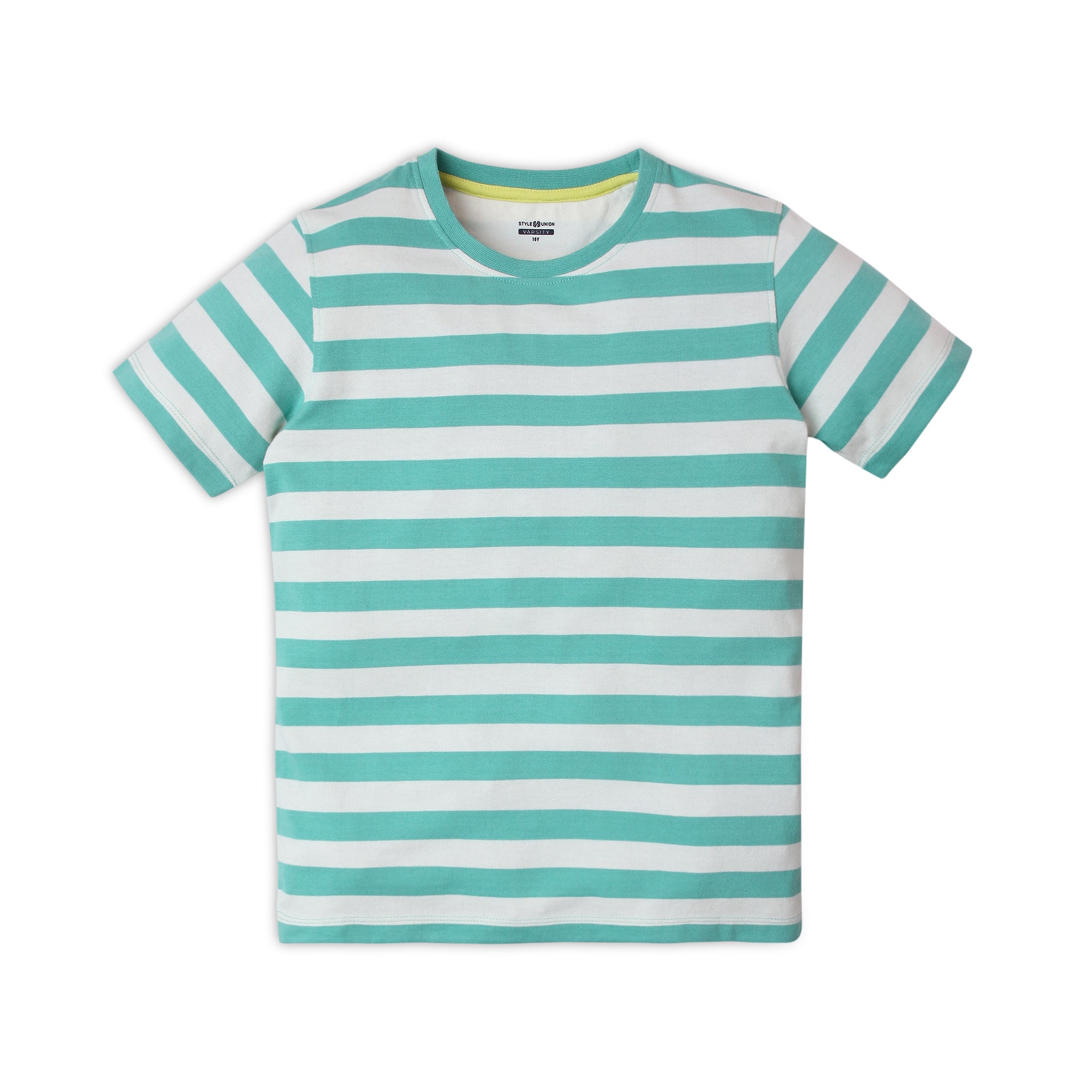 Boy Wearing Boy's Regular Fit Striped T-Shirt