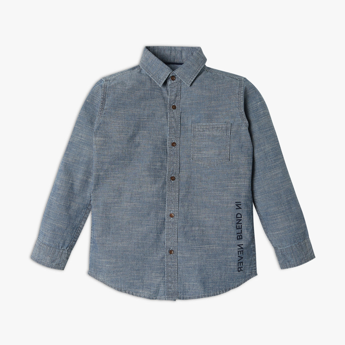 Boy Wearing Boy's Relaxed Fit Solid Shirt