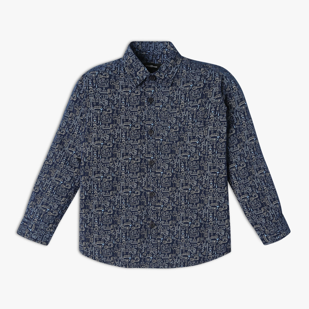 Boy Wearing Boy's Regular Fit Printed Shirt