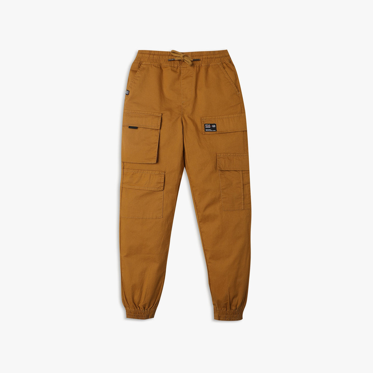 Boy's Regular Fit Solid Mid Rise Cargos