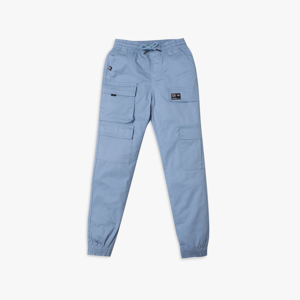 Boy's Regular Fit Solid Mid Rise Cargos