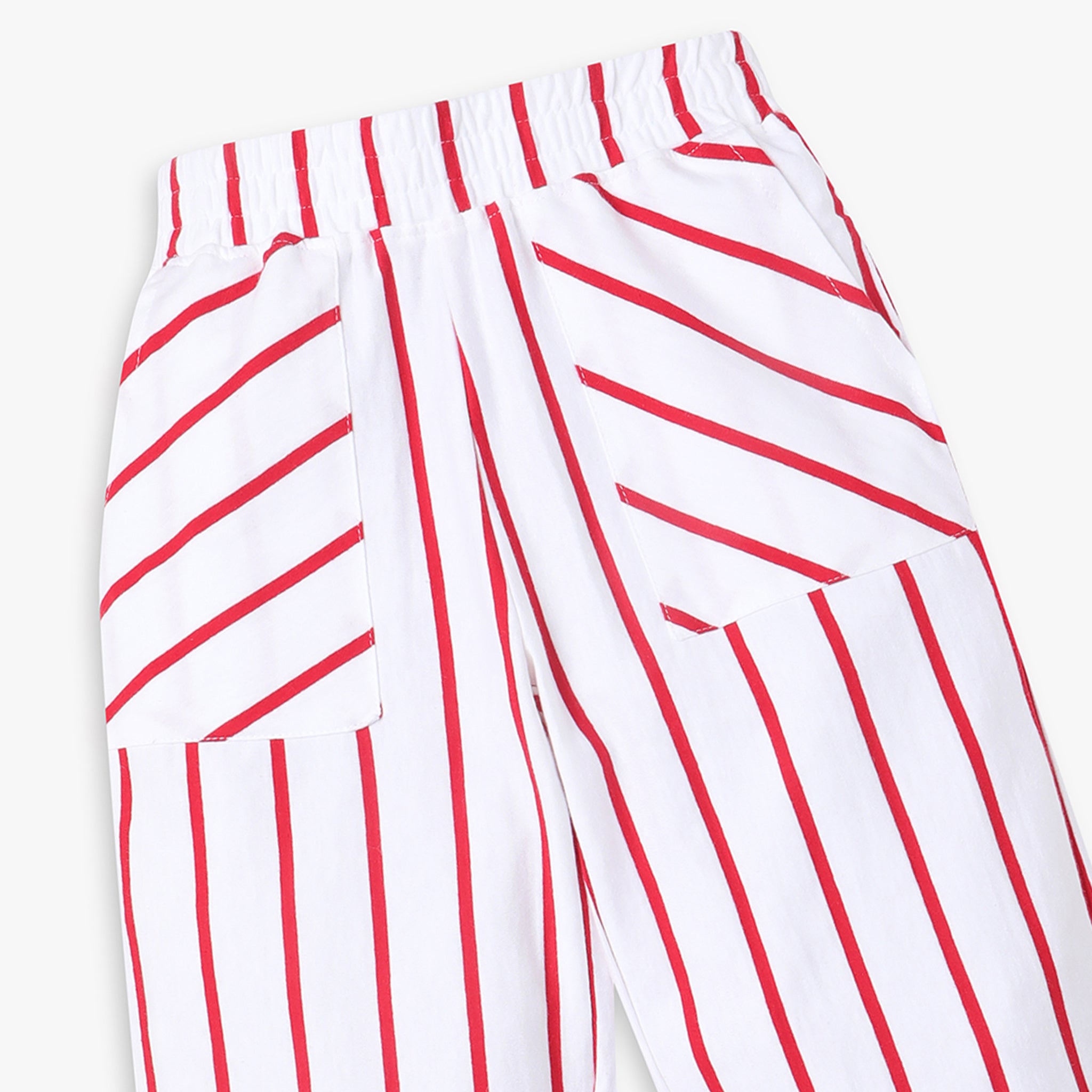Girls Regular Fit Striped Mid Rise Pants