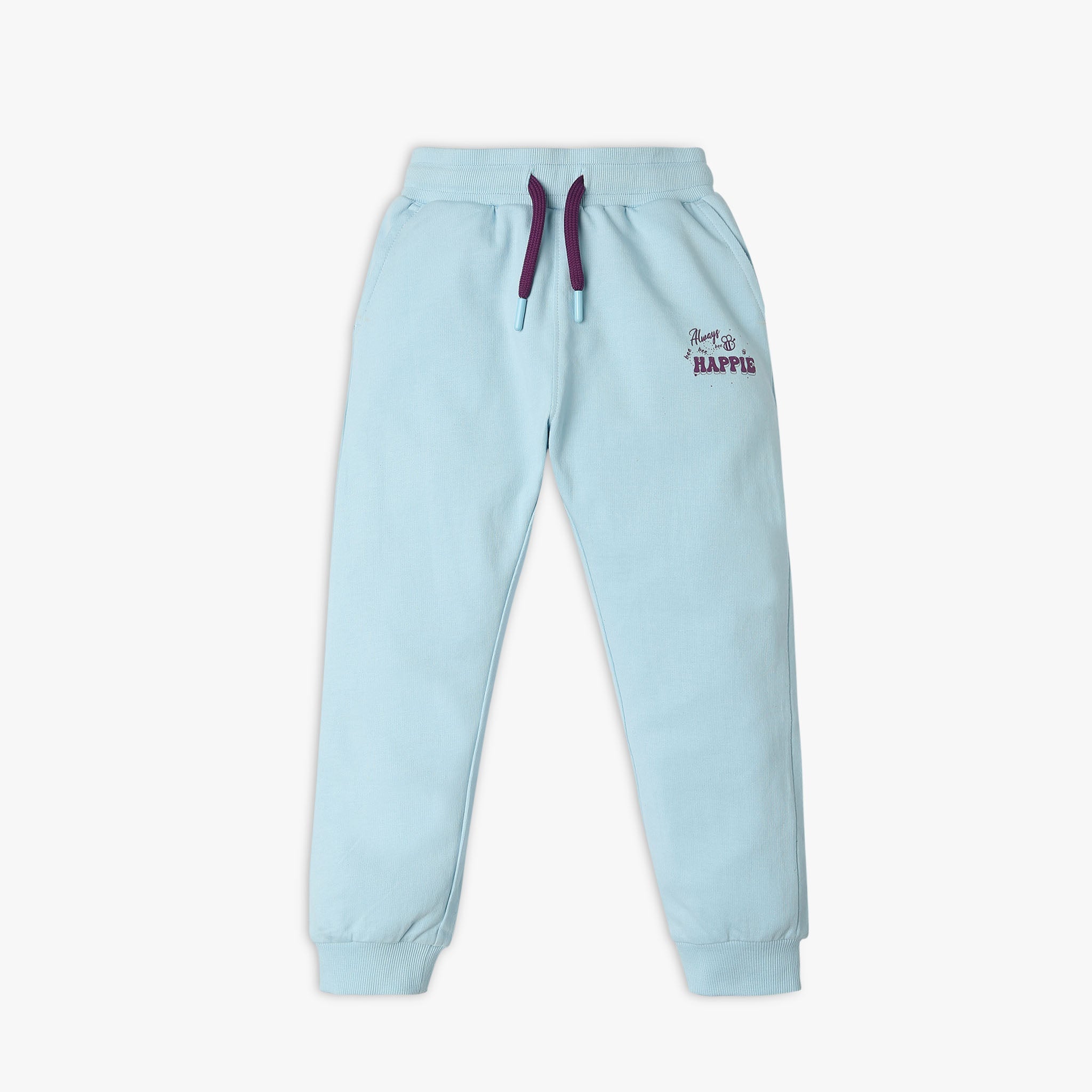 Girl's Regular Fit Solid Mid Rise Trackpants