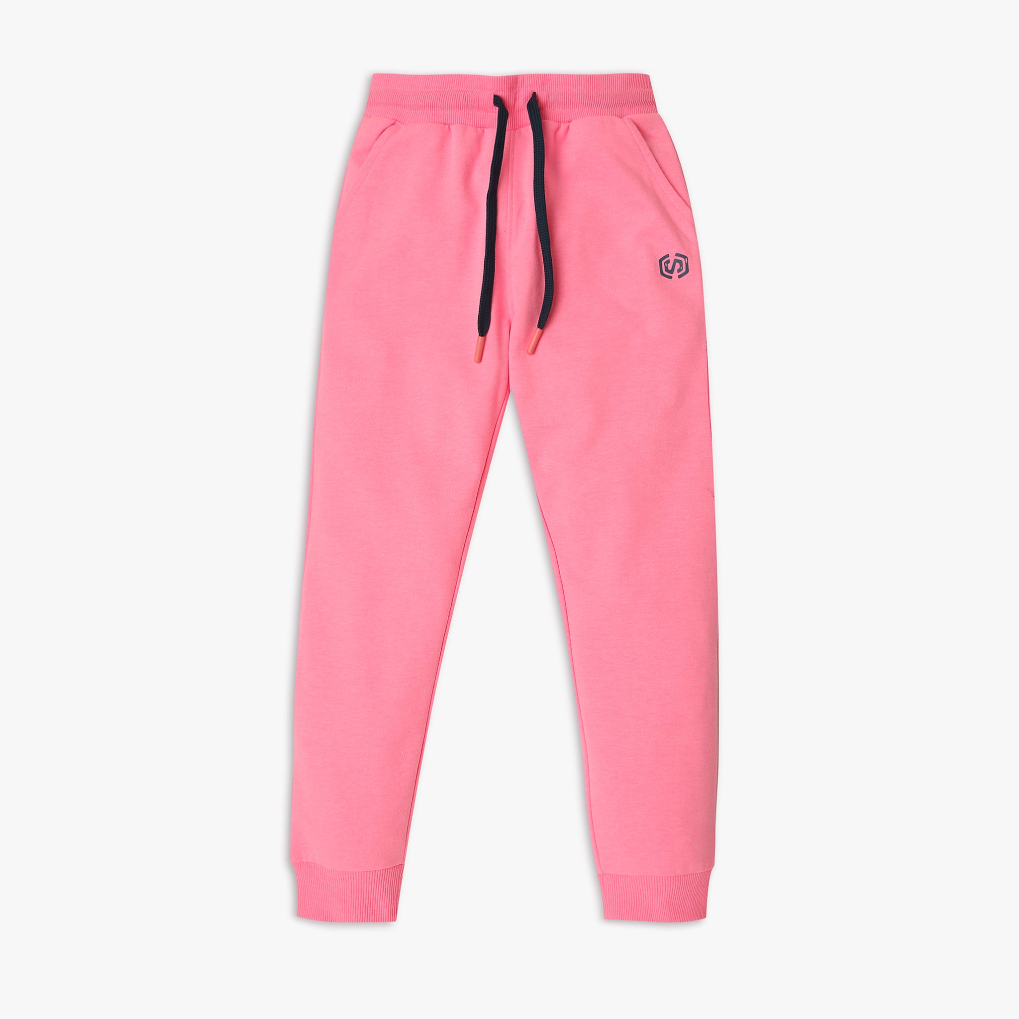Girl's Regular Fit Solid Mid Rise Joggers
