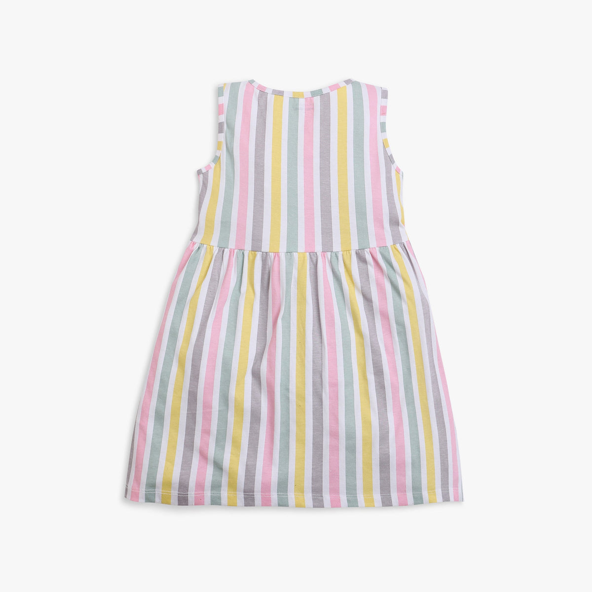 Girl Wearing Girl's Regular Fit Striped Dress