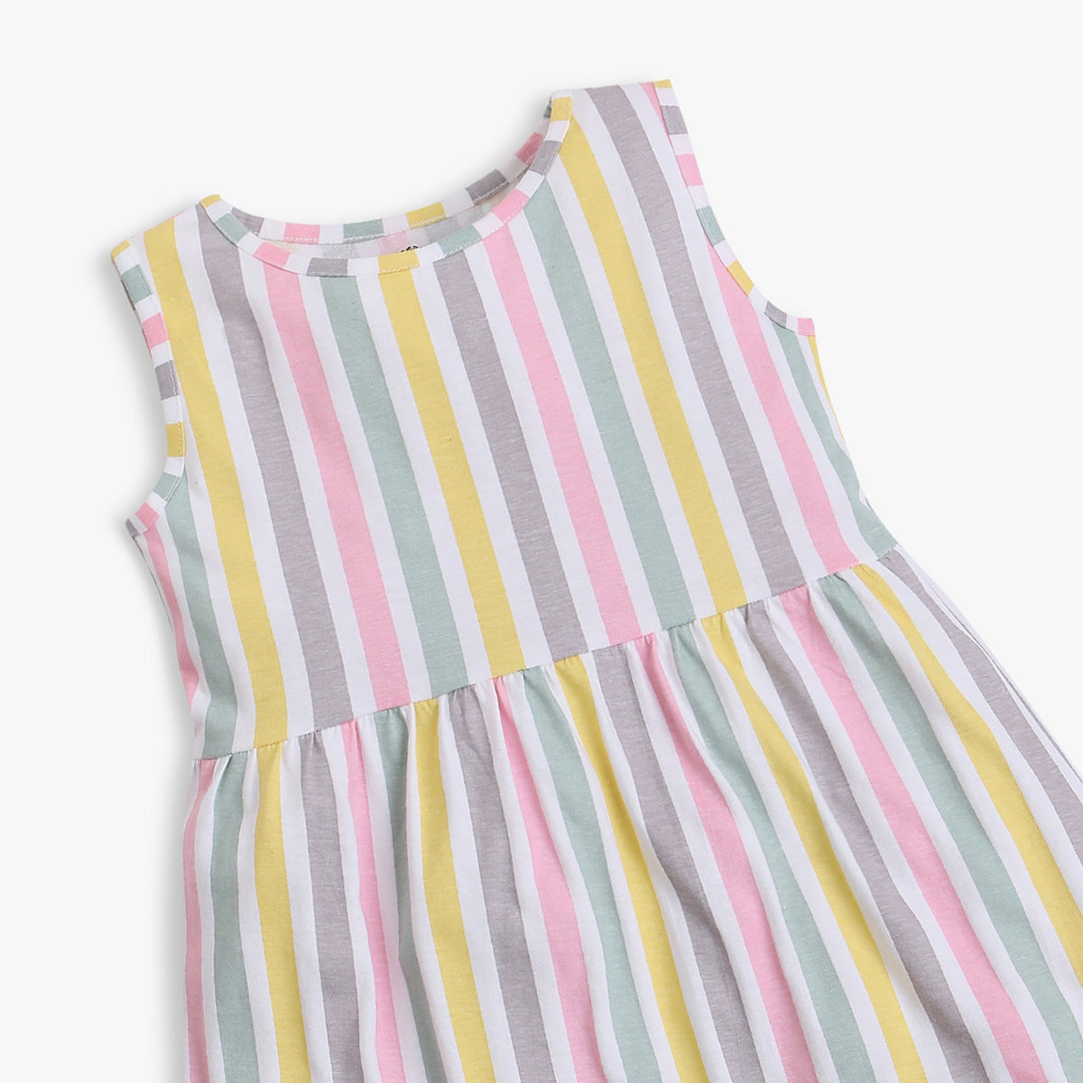 Girl Wearing Girl's Regular Fit Striped Dress