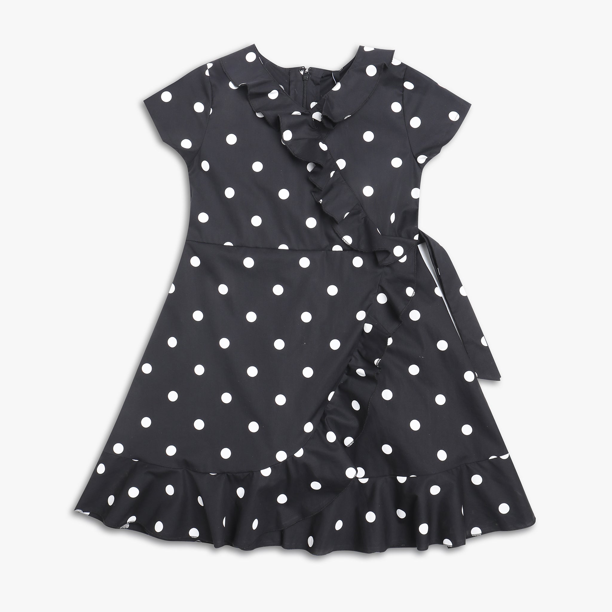 Girls Regular Fit Polka Dots Dress