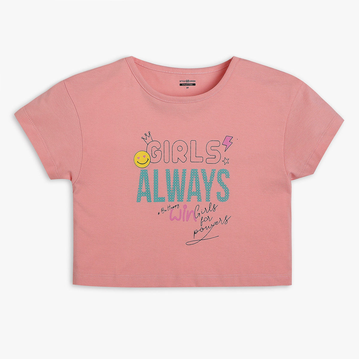 Girl Wearing Girl's Regular Fit Printed T-Shirt